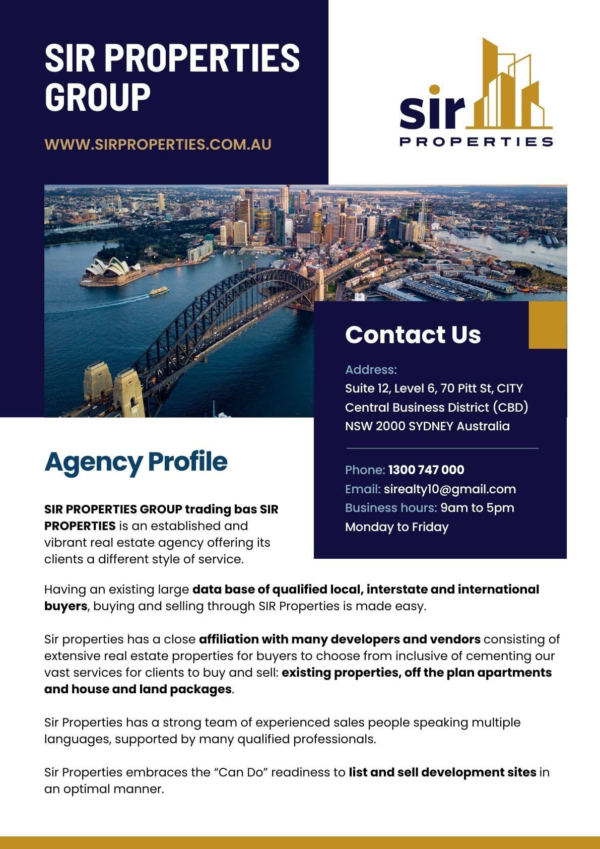 SIR Properties Group - Agency Profile